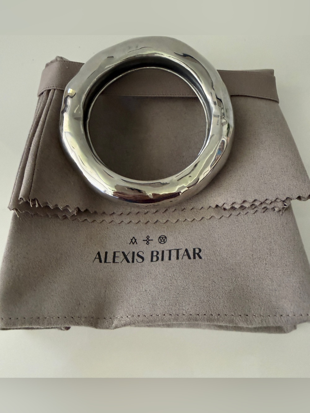 ALEXIS BITTAR Large Molten Bangle Bracelet - Silver